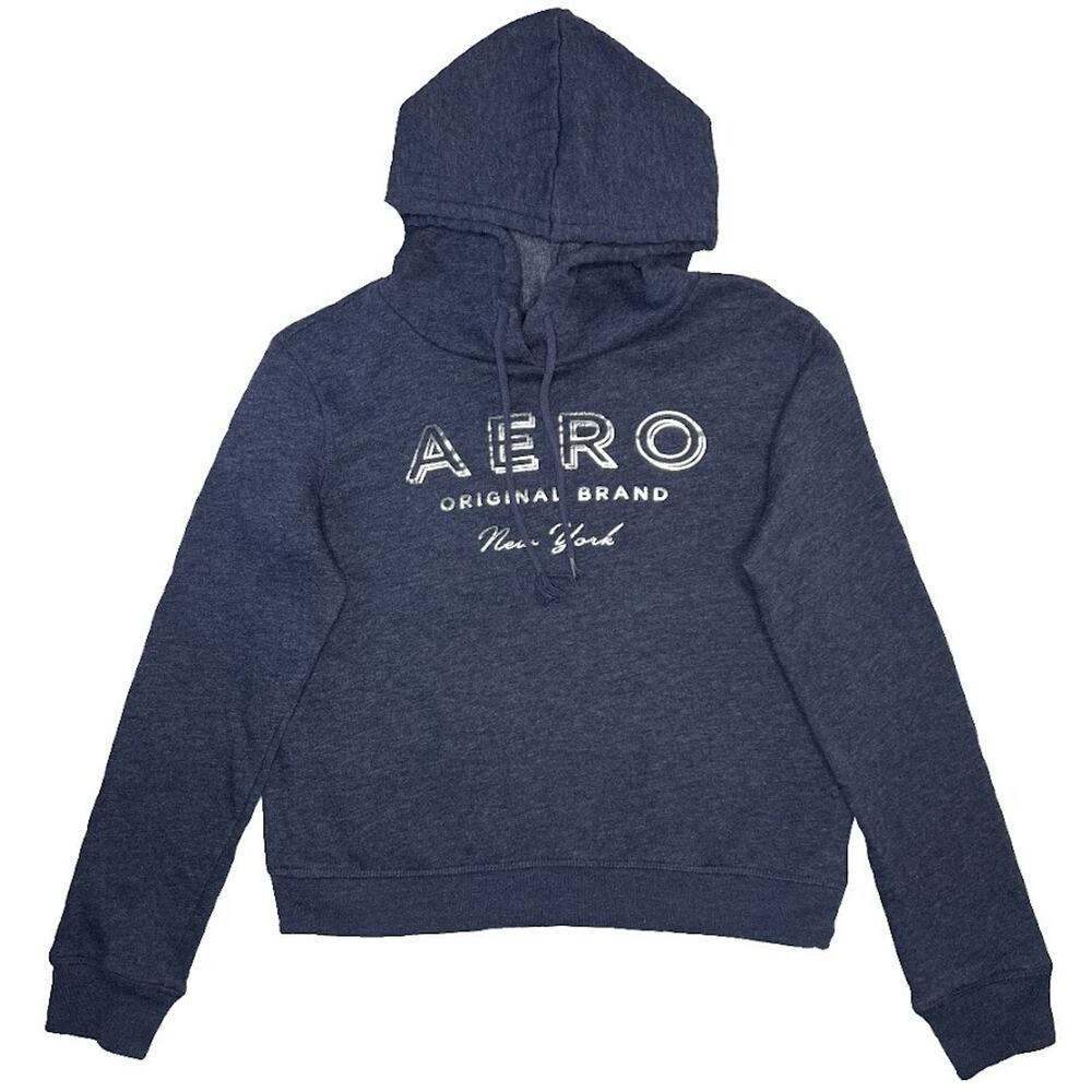 Aeropostale Women's Navy Hooded Pullover Sweatshirt Size XS Long Sleeve